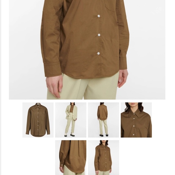 THE FRANKIE SHOP sz S KHAKI EVERYDAY SHIRT Twill Cotton Oversized Relaxed - Picture 2 of 8